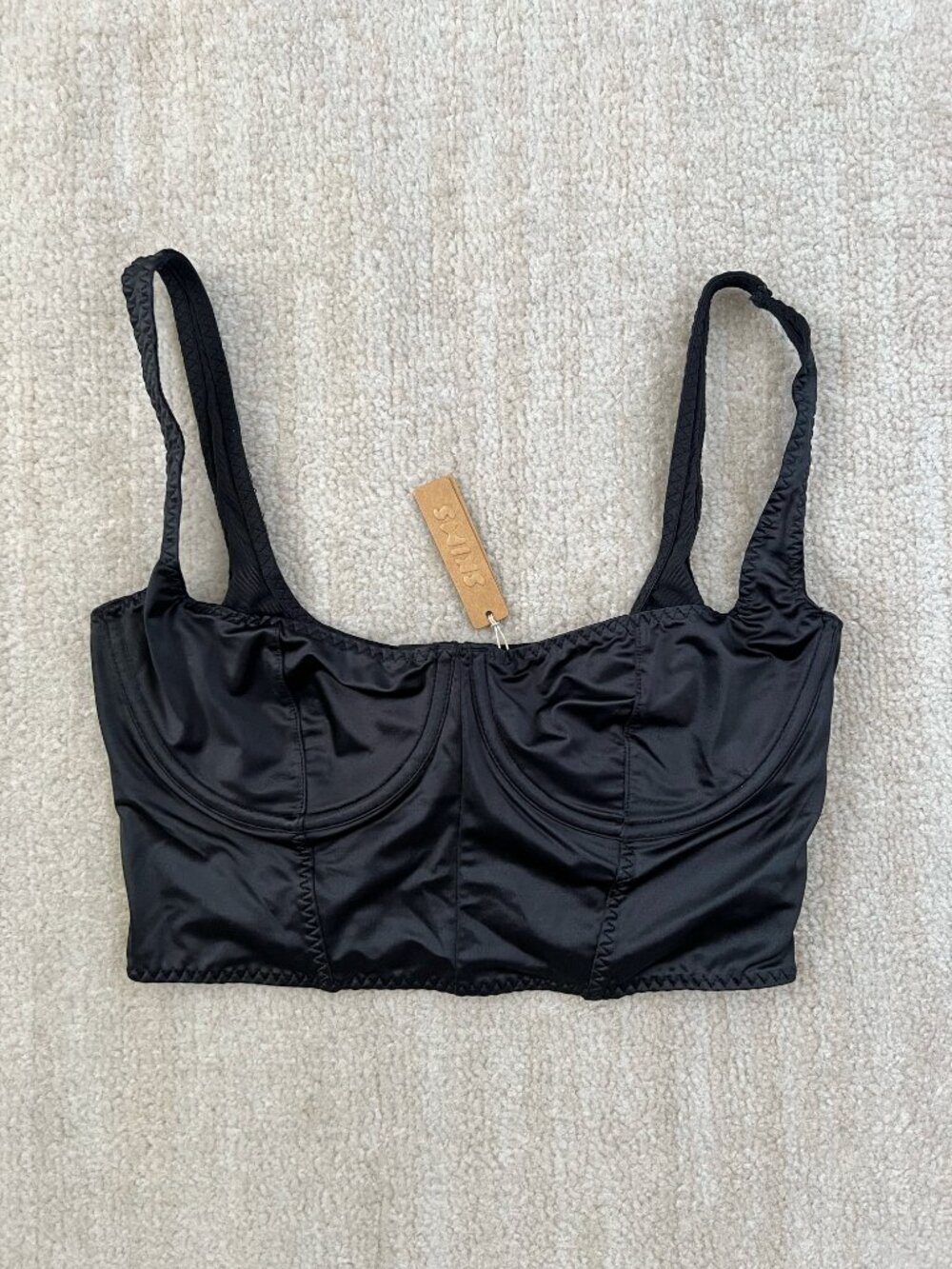 NWT Skims Black Onyx Crop Bustier Corset S